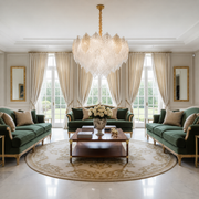 Lampadario in Cristallo LACE Elegance 9xE14, Diametro 50cm, Altezza 36cm, Oro Lucido, Altezza Regolabile, Design Elegante Lampadario in Cristallo Titolo predefinito Alessandro Design