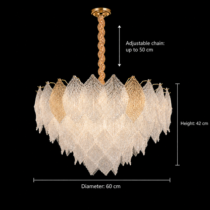Lampadario in Cristallo LACE Regalis 21xE14, Diametro 80cm, Altezza 49cm, Oro Lucido, Altezza Regolabile, Design Elegante Lampadario in Cristallo Titolo predefinito Alessandro Design