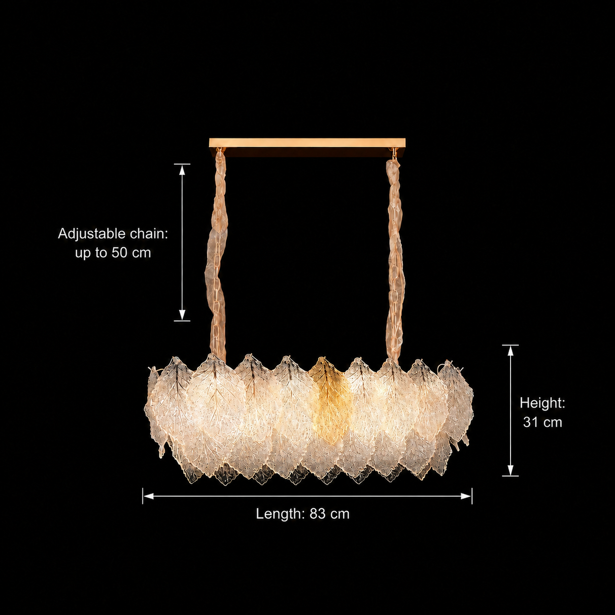 LACE Royale Lampadario in Cristallo 11xE14, Misura 83x33 cm, Altezza 31 cm, Oro Lucido, Altezza Regolabile, Design Elegante Lampadari in Cristallo Titolo predefinito Alessandro Design