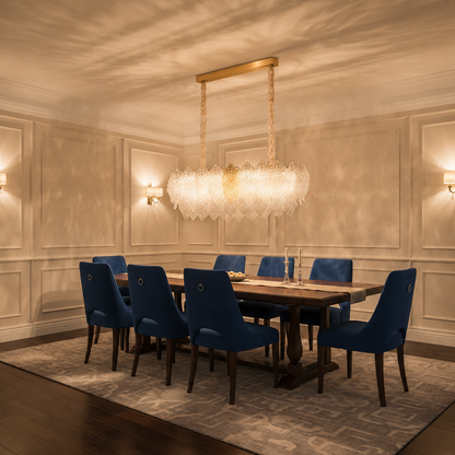 LACE Royale Lampadario in Cristallo 11xE14, Misura 83x33 cm, Altezza 31 cm, Oro Lucido, Altezza Regolabile, Design Elegante Lampadari in Cristallo Titolo predefinito Alessandro Design