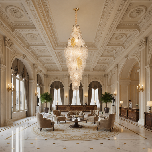 Lampadario in Cristallo LACE Supremo 26xE14, Diametro 60cm, Altezza 180cm, Oro Lucido, Altezza Regolabile, Design Elegante Lampadario in Cristallo Titolo predefinito Alessandro Design