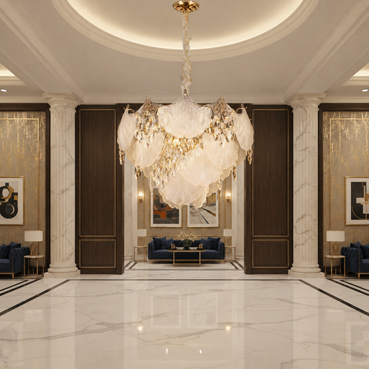Lampadario in Cristallo LUXE Magno, 21xE14, Diametro 60cm, Altezza 40cm, Oro Lucido, Altezza Regolabile, Design Elegante Lampadari in Cristallo Titolo predefinito Alessandro Design