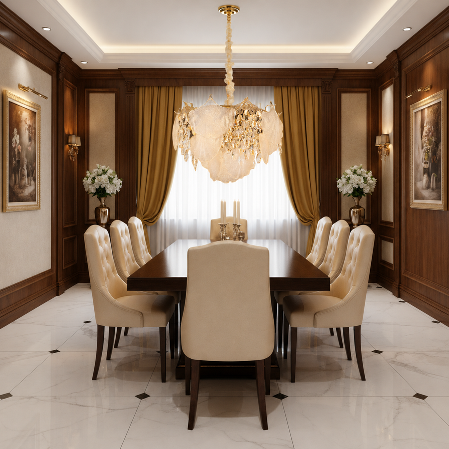 Lampadario in Cristallo LUXE Elegance 9xE14, Diametro 50cm, Altezza 33cm, Oro Lucido, Altezza Regolabile, Design Elegante Lampadari in Cristallo Titolo predefinito Alessandro Design