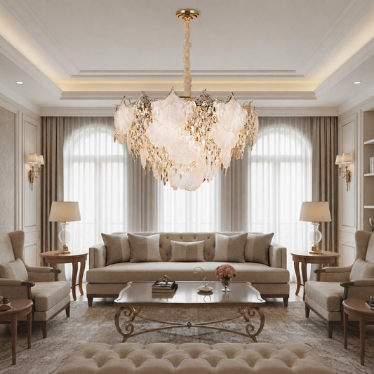 Lampadario in Cristallo LUXE Regalis, 21xE14, Diametro 80cm, Altezza 45cm, Oro Lucido, Altezza Regolabile, Design Elegante Lampadari in Cristallo Titolo predefinito Alessandro Design