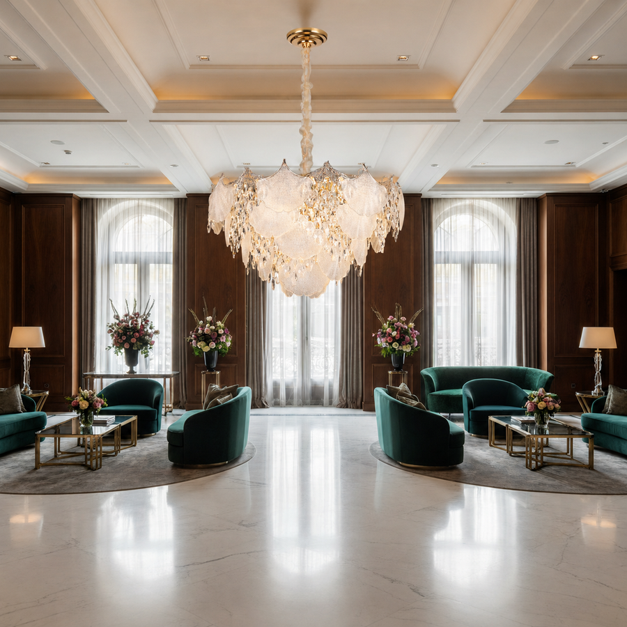 Lampadario in Cristallo LUXE Regalis, 21xE14, Diametro 80cm, Altezza 45cm, Oro Lucido, Altezza Regolabile, Design Elegante Lampadari in Cristallo Titolo predefinito Alessandro Design