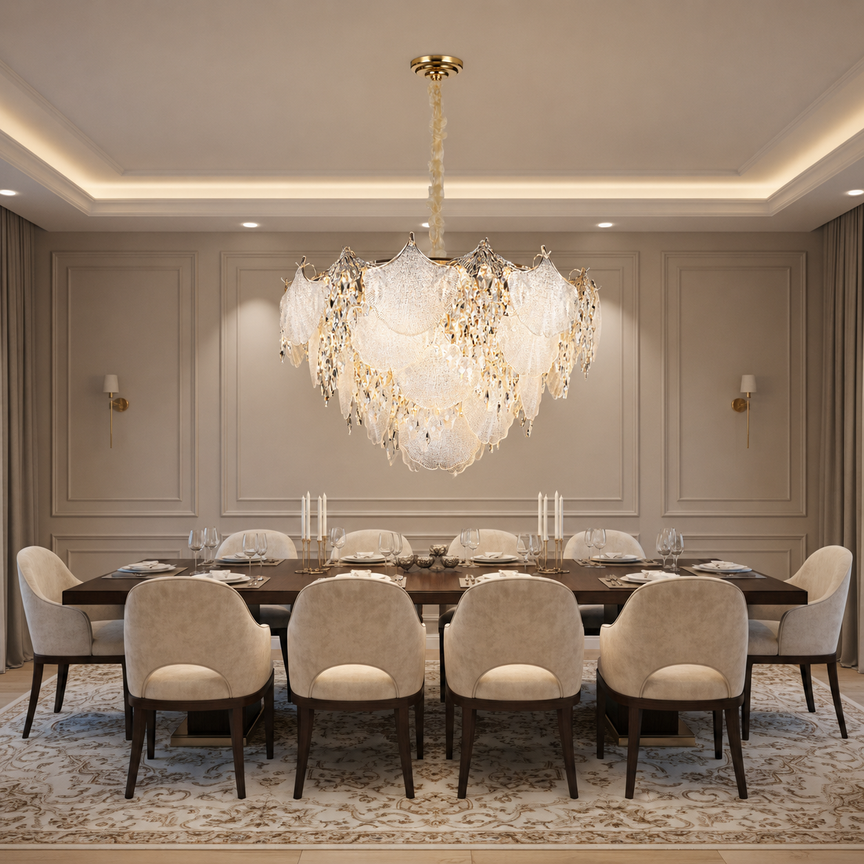 Lampadario in Cristallo LUXE Regalis, 21xE14, Diametro 80cm, Altezza 45cm, Oro Lucido, Altezza Regolabile, Design Elegante Lampadari in Cristallo Titolo predefinito Alessandro Design