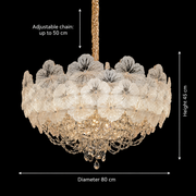 Lampadario in Cristallo CROWN Regalis 21xE14, Diametro 80cm, Altezza 45cm, Oro Lucido, Altezza Regolabile, Design Elegante Lampadario in Cristallo Titolo predefinito Alessandro Design
