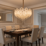 Lampadario in Cristallo CROWN Regalis 21xE14, Diametro 80cm, Altezza 45cm, Oro Lucido, Altezza Regolabile, Design Elegante Lampadario in Cristallo Titolo predefinito Alessandro Design