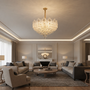 Lampadario in Cristallo CROWN Regalis 21xE14, Diametro 80cm, Altezza 45cm, Oro Lucido, Altezza Regolabile, Design Elegante Lampadario in Cristallo Titolo predefinito Alessandro Design