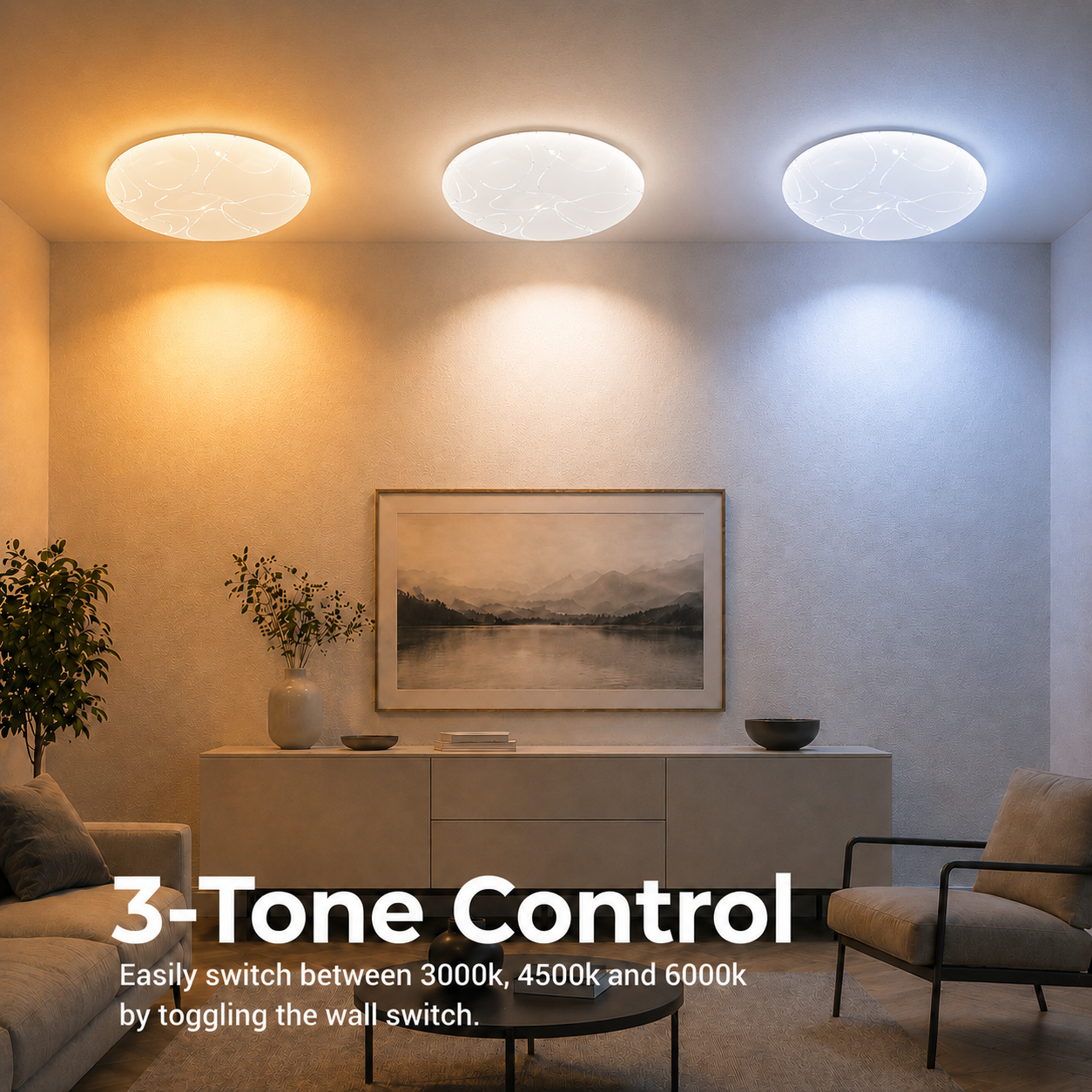 Plafoniera LED rotonda 23 cm, 22W, 3000K / 4000K / 6000K, Plafoniere LED bianche, in metallo e acrilico Titolo predefinito Alessandro Design