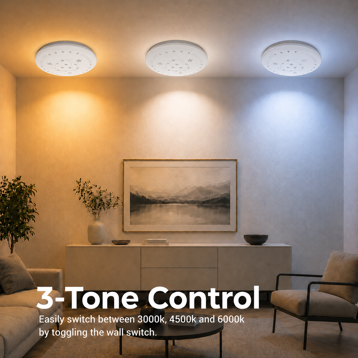 Plafoniera LED Star 23 cm, 22W, 3000K / 4000K / 6000K, Plafoniere LED bianche, in metallo e acrilico Titolo predefinito Alessandro Design
