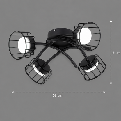 Lampadario EPS, 4xG53, D57cm, metallo e plastica, nero