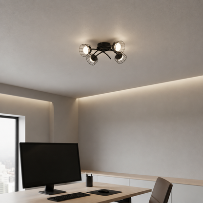 Lampadario EPS, 4xG53, D57cm, metallo e plastica, nero