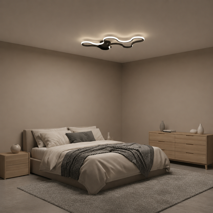 Lampadario LED con telecomando ORMS Eleganza, 3000K/4000K/6000K, 56W, Metallo e Plastica, Nero