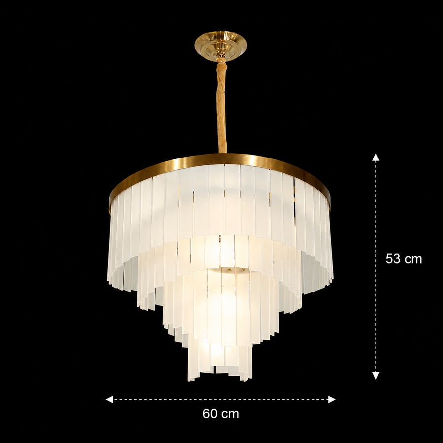MUNTEAN Lampadario Magno Cristallo, 10xE14, D60 cm, Metallo e Cristallo, Oro