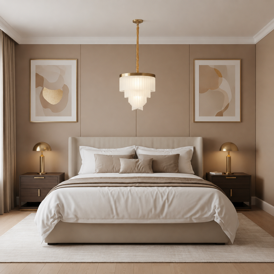 MUNTEAN Lampadario Magno Cristallo, 10xE14, D60 cm, Metallo e Cristallo, Oro