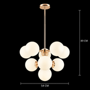 ORBS Magno Lampadario in plastica stampata in rotazionale, 54cm, 9xE27, Globi, Oro
