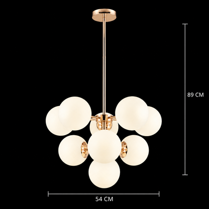 ORBS Magno Lampadario in plastica stampata in rotazionale, 54cm, 9xE27, Globi, Oro