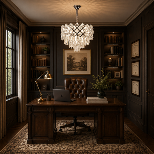 Lampadario Cristallo VECTORIA Eleganza 8xE14, Diametro 48cm, Cromo Lucido, Altezza Regolabile, Metallo e Cristallo
