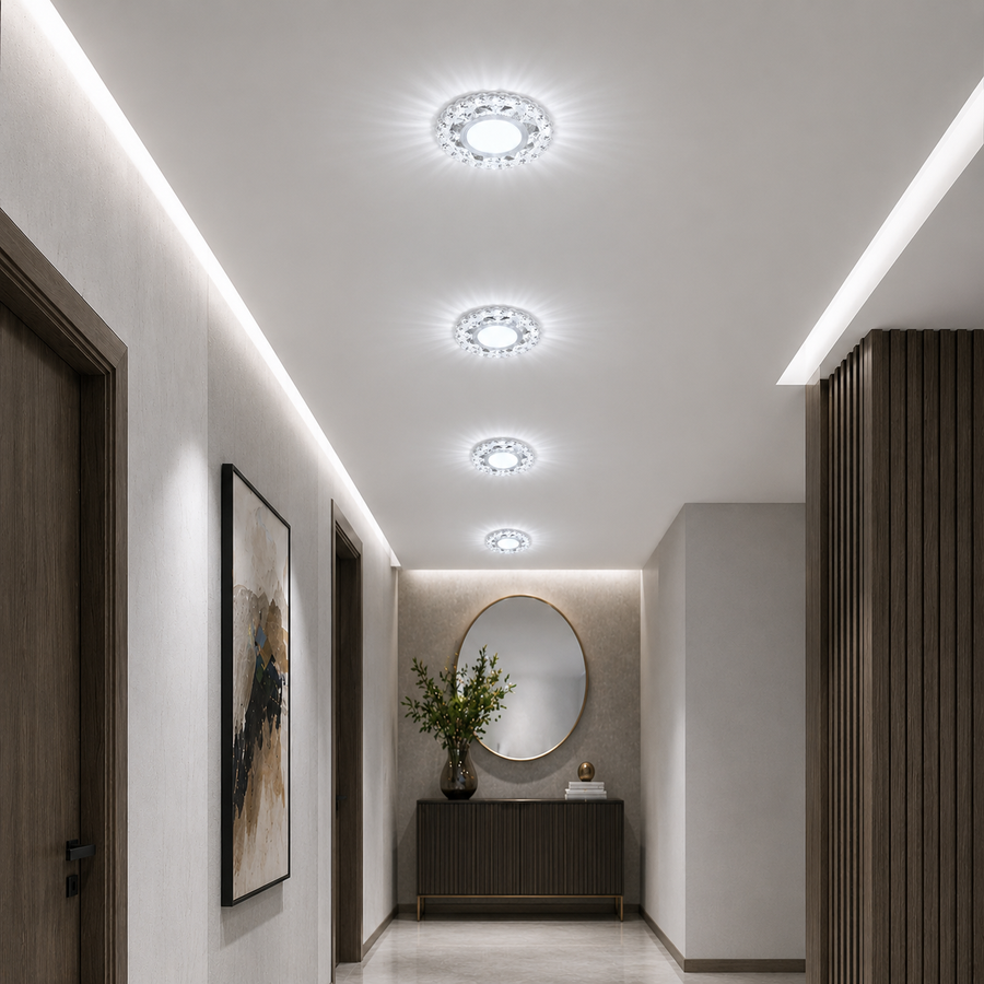 ORBITA Spot LED, 5W, Rotondo, Luce Fredda + RGB, Spot LED Bianco, Resina e Vetro Titolo predefinito Alessandro Design