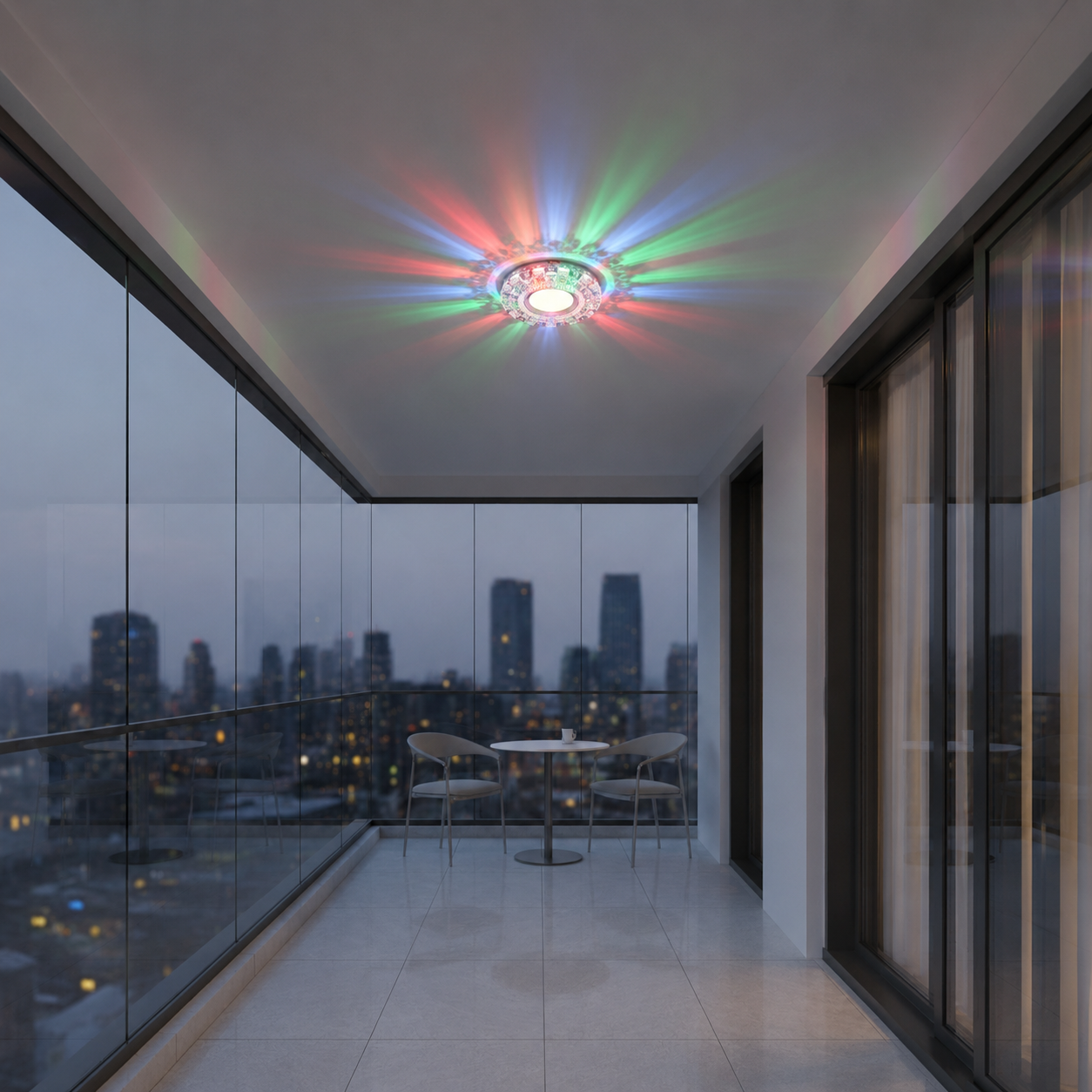 ORBITA Spot LED, 5W, Rotondo, Luce Fredda + RGB, Spot LED Bianco, Resina e Vetro Titolo predefinito Alessandro Design