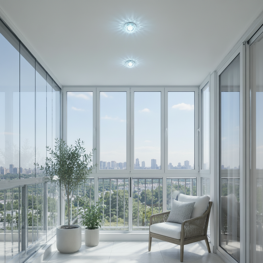 ORBITA Spot LED, 5W, Rotondo, Luce Fredda + RGB, Spot LED Bianco, Resina e Vetro Titolo predefinito Alessandro Design
