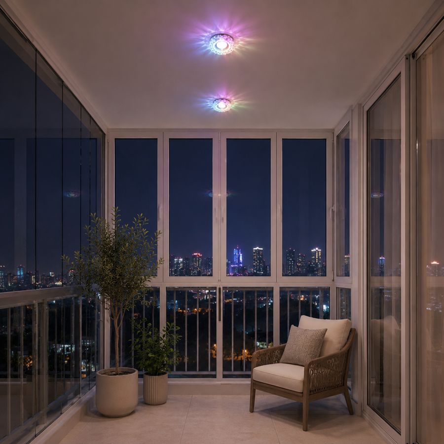 ORBITA Spot LED, 5W, Rotondo, Luce Fredda + RGB, Spot LED Bianco, Resina e Vetro Titolo predefinito Alessandro Design