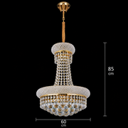 NUVOLA Magno Lampadario Cristallo, 15xE14, D60 cm, Oro, Altezza Regolabile, Metallo e Cristallo