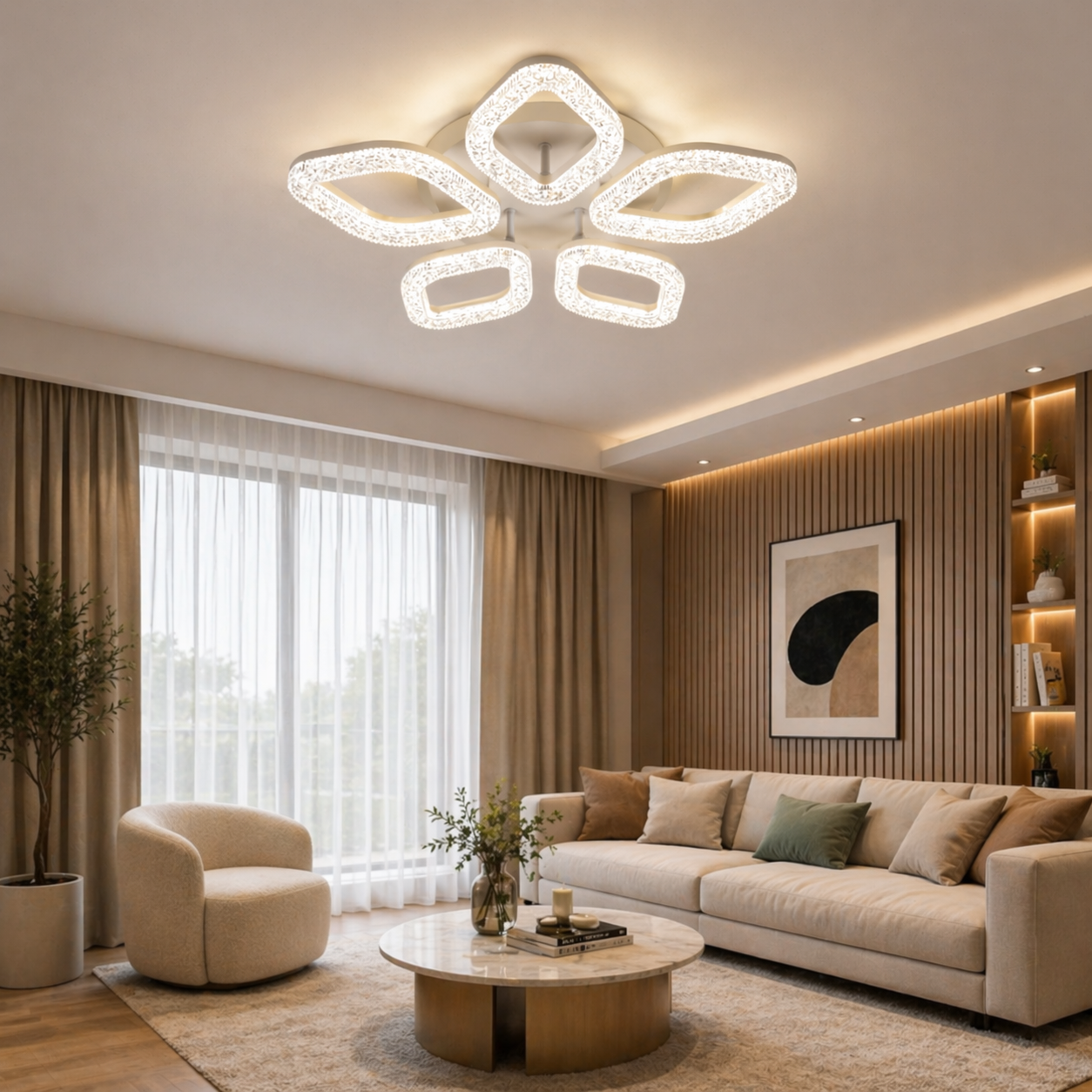 Lampadario LED con Telecomando, 67W, Luce Fredda/Calda/Neutra, Dimmerabile, Oro Lampadari LED con Telecomando Titolo predefinito Alessandro Design