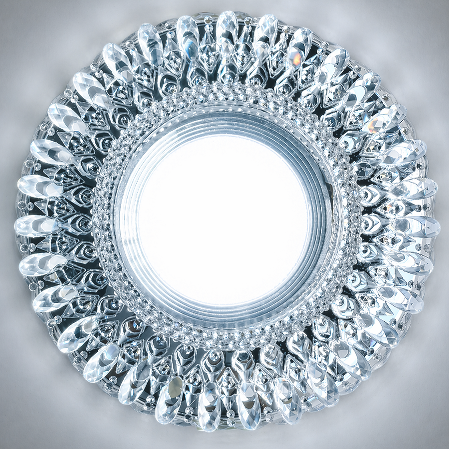 Spot LED ORBITA, 5W, Rotondo, Luce Fredda + RGB, Bianco, Resina e Vetro