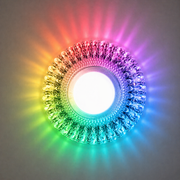 Spot LED ORBITA, 5W, Rotondo, Luce Fredda + RGB, Bianco, Resina e Vetro