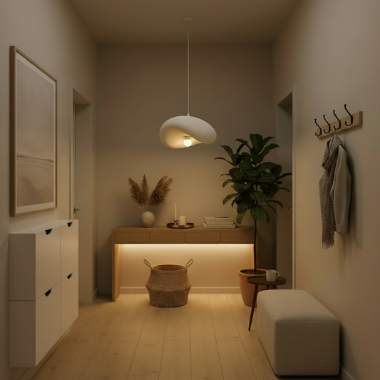 Lampadario moderno FOAMER Petito, 28 cm, sospeso, 1 X E27, bianco, metallo e schiuma, altezza regolabile