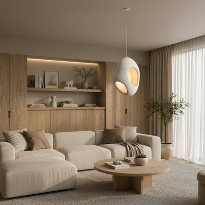 FOAMER Magno Lampadario Moderno, 57 cm, Sospesa, 1 X E27, Bianco, Metallo e Schiuma, Altezza Regolabile