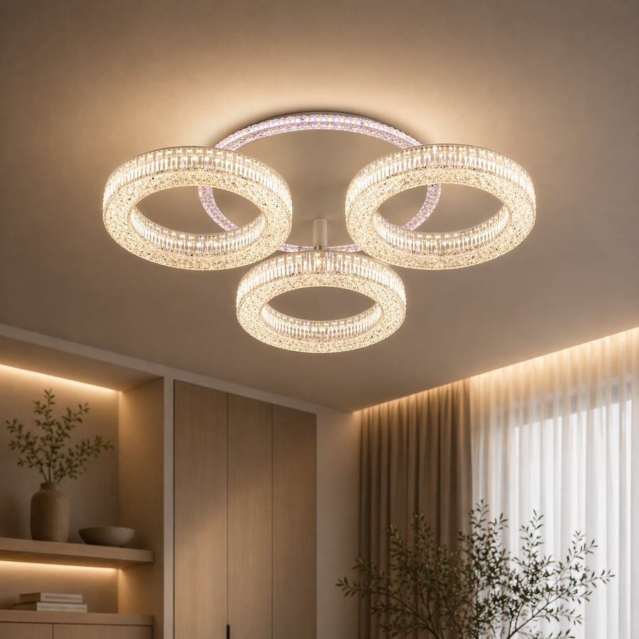Lampadario LED RONDA Nobile con telecomando 46W, 3 Cerchi, Luce Fredda/Calda/Neutra, Dimmerabile, Lampadario LED Bianco con Telecomando Titolo predefinito Alessandro Design