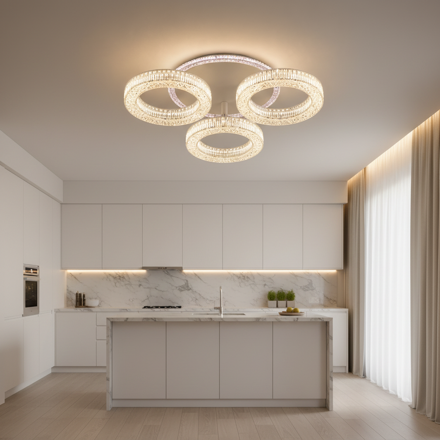 Lampadario LED RONDA Nobile con telecomando 46W, 3 Cerchi, Luce Fredda/Calda/Neutra, Dimmerabile, Lampadario LED Bianco con Telecomando Titolo predefinito Alessandro Design