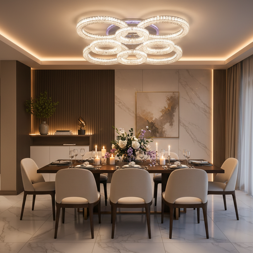 Lampadario LED RONDA Regalis con telecomando 141W, 8 Cerchi, Luce Fredda/Calda/Neutra, Dimmerabile, Lampadari LED Bianchi con Telecomando Titolo predefinito Alessandro Design