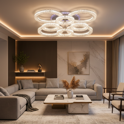 Lampadario LED RONDA Regalis con telecomando 141W, 8 Cerchi, Luce Fredda/Calda/Neutra, Dimmerabile, Lampadari LED Bianchi con Telecomando Titolo predefinito Alessandro Design