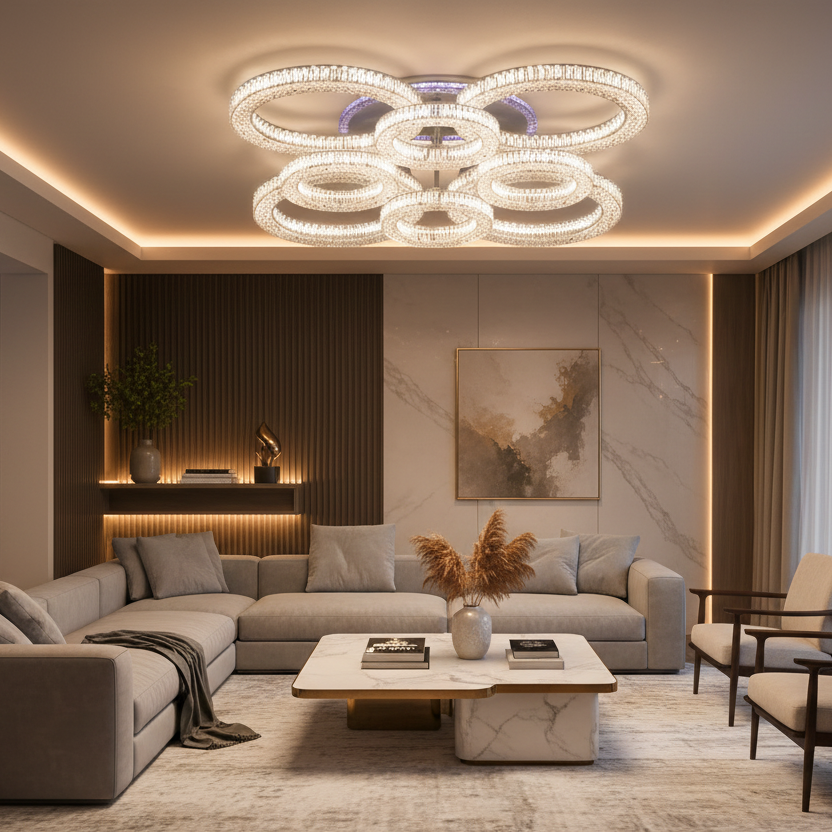 Lampadario LED RONDA Regalis con telecomando 141W, 8 Cerchi, Luce Fredda/Calda/Neutra, Dimmerabile, Lampadari LED Bianchi con Telecomando Titolo predefinito Alessandro Design