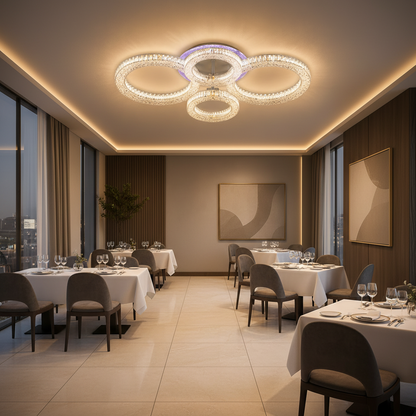 Lampadario LED RONDA Magno con telecomando 78W, 4 Cerchi, Luce Fredda/Calda/Neutra, Dimmerabile, Lampadari LED Bianchi con Telecomando Titolo predefinito Alessandro Design