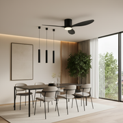 VENTIS Lampadario LED Fan con telecomando, 21 W, D80 cm, Luce fredda/neutra/calda, metallo e plastica, Nero