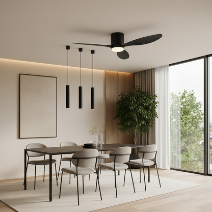 VENTIS Lampadario LED Fan con telecomando, 21 W, D80 cm, Luce fredda/neutra/calda, metallo e plastica, Nero