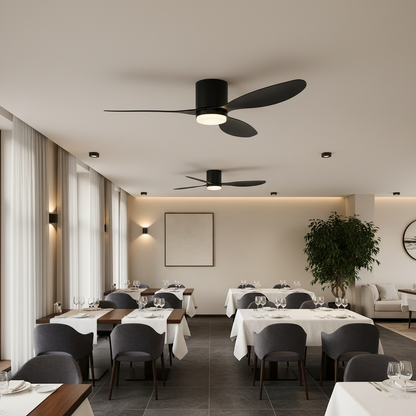 VENTIS Lampadario LED Fan con telecomando, 21 W, D80 cm, Luce fredda/neutra/calda, metallo e plastica, Nero