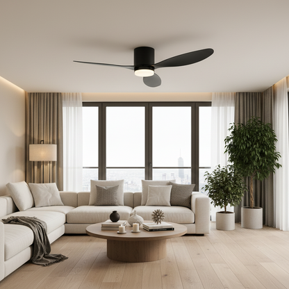 VENTIS Lampadario LED Fan con telecomando, 21 W, D80 cm, Luce fredda/neutra/calda, metallo e plastica, Nero