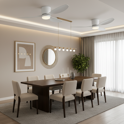 VENTIS Lampadario LED Fan con telecomando, 21 W, D80 cm, Luce fredda/neutra/calda, metallo e plastica, bianco