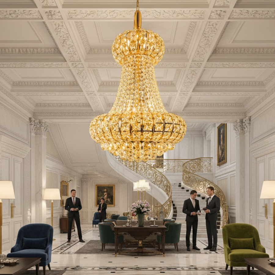 Lampadario in Cristallo CASTRUM Magno 11xE14, D60 cm, Oro, Altezza Regolabile, Metallo e Cristallo Lampadari in Cristallo Titolo predefinito Alessandro Design
