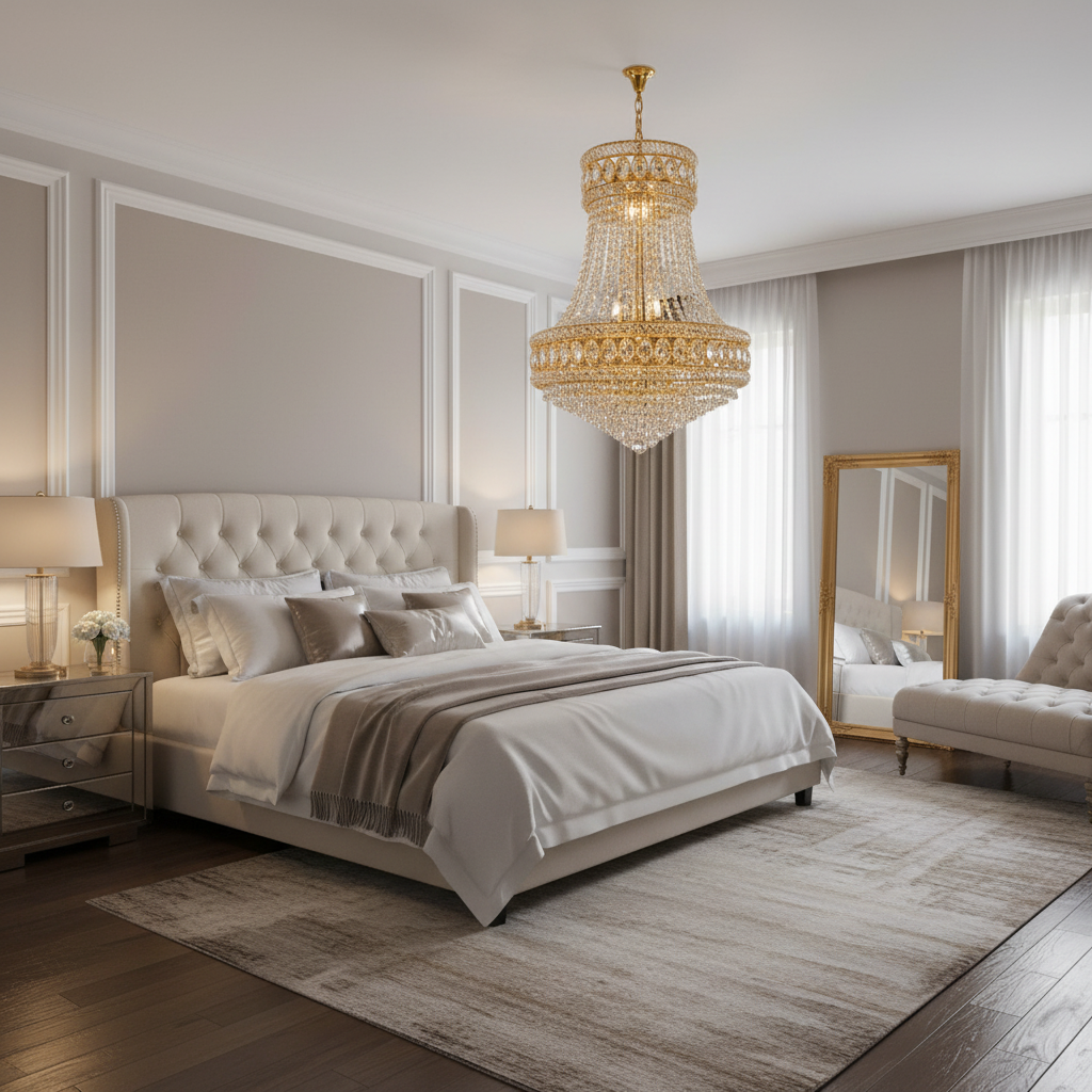 Lampadario in Cristallo EMPIRE Nobile 6xE14, D40 cm, Oro, Altezza Regolabile, Metallo e Cristallo Lampadari in Cristallo Titolo predefinito Alessandro Design