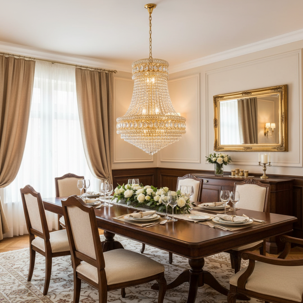 Lampadario in Cristallo EMPIRE Eleganza 10xE14, D50 cm, Oro, Altezza Regolabile, Metallo e Cristallo Lampadari in Cristallo Titolo predefinito Alessandro Design