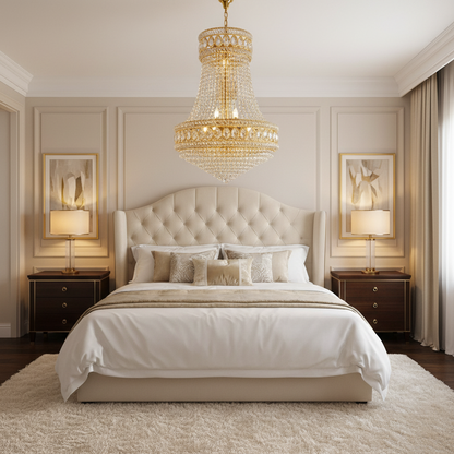 Lampadario in Cristallo EMPIRE Nobile 6xE14, D40 cm, Oro, Altezza Regolabile, Metallo e Cristallo Lampadari in Cristallo Titolo predefinito Alessandro Design