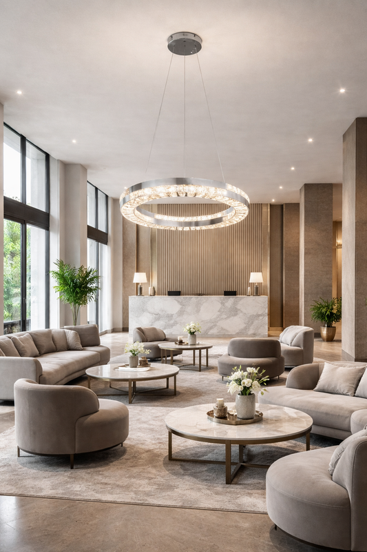 Lampadario LED con Telecomando, 60W, POLAR, Diametro 50 cm, Altezza 120 cm, Luce Fredda/Neutra/Calda, Dimmerabile, Argento, Cristallo, Metallo Lampadario LED con Telecomando Titolo predefinito Alessandro Design