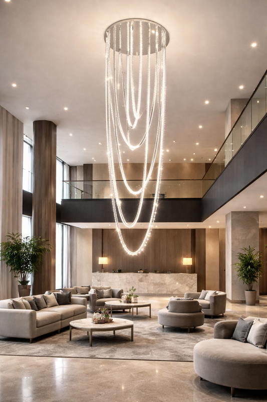 Lampadario LED con Telecomando, VELO, Diametro 80 cm, Altezza 200 cm, Luce Fredda/Neutra/Calda, Dimmerabile, Argento, Cristallo, Metallo Lampadario LED con Telecomando Titolo predefinito Alessandro Design